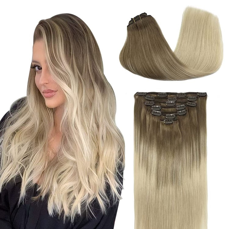 Sassy Hair Extensions - Mocha Rooted Platinum (Clip-in)