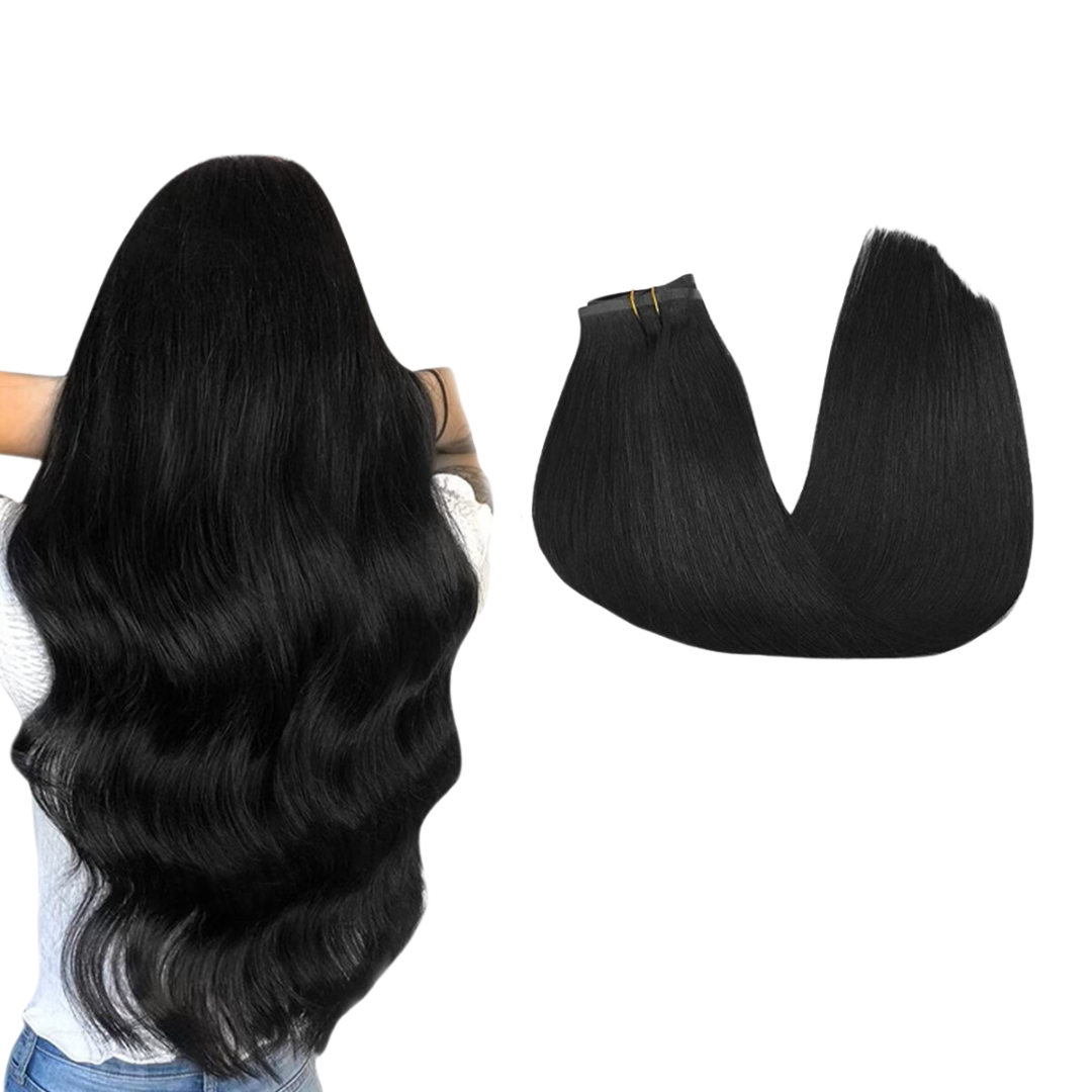 Sassy Hair Extensions - Jet Black (6D Hair Gun Extension)