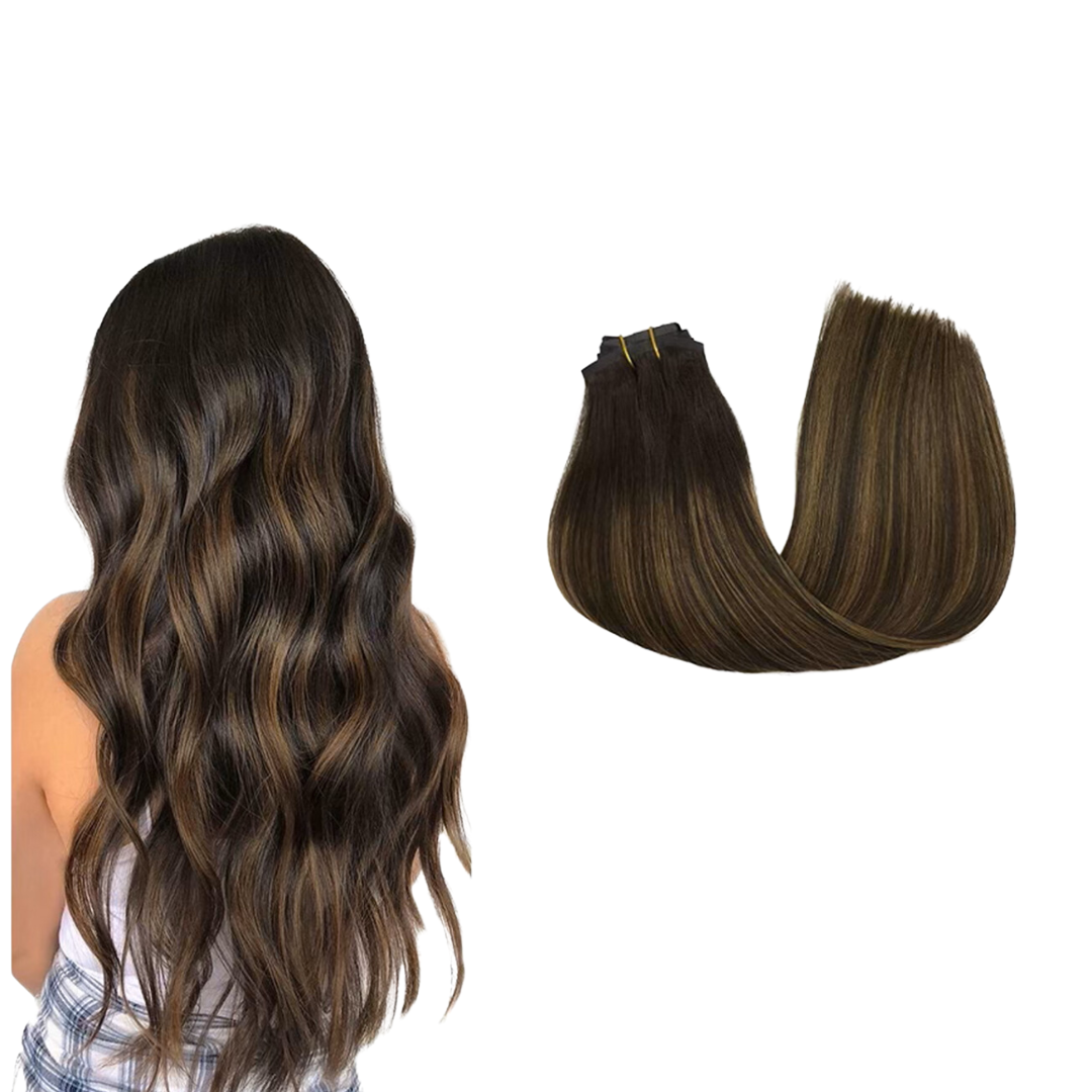 Sassy Hair Extensions - Deep Golden Brown (6D Hair Gun Extension)